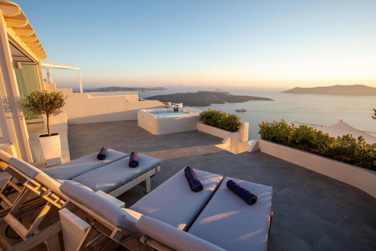 Sunset View Villa Santorini - With Outdoor Jacuzzi Firostefani Exteriör bild