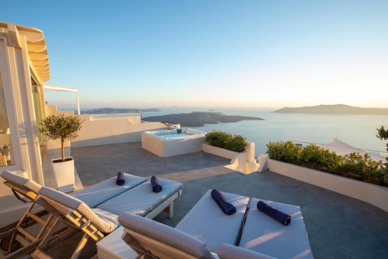 Sunset View Villa Santorini - With Outdoor Jacuzzi Firostefani Exteriör bild